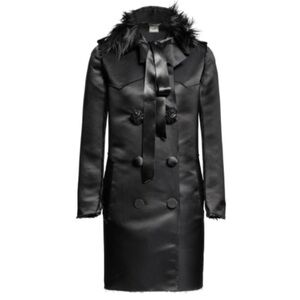 Lanvin for H&M 2010 Silk Satin Black & Navy Blue Coat
